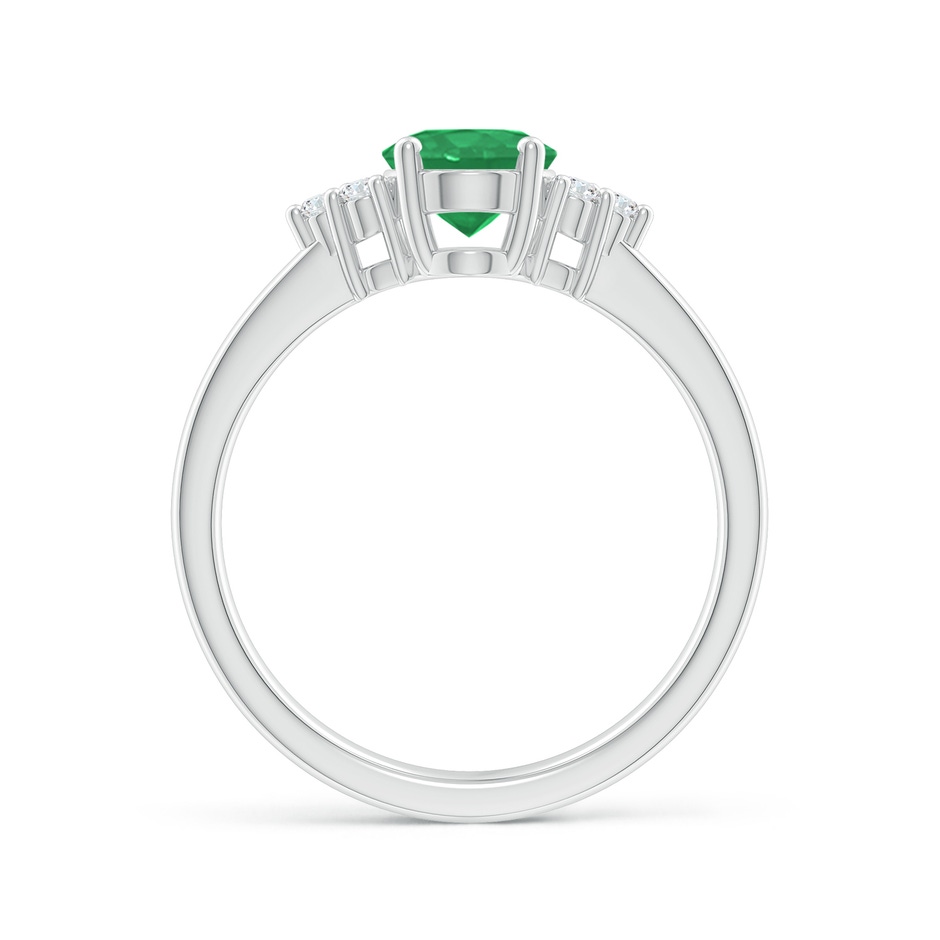 8x6mm A Solitaire Oval Emerald Ring with Trio Diamond Accents in White Gold side 199