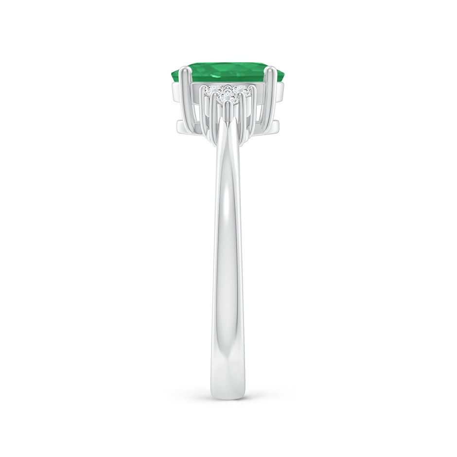 8x6mm A Solitaire Oval Emerald Ring with Trio Diamond Accents in White Gold side 299
