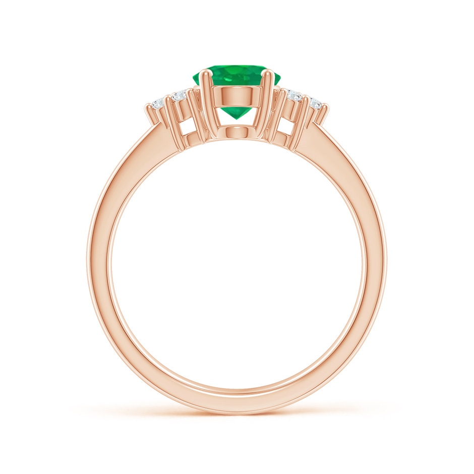 8x6mm AA Solitaire Oval Emerald Ring with Trio Diamond Accents in Rose Gold side 199