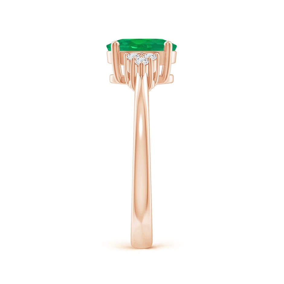 8x6mm AA Solitaire Oval Emerald Ring with Trio Diamond Accents in Rose Gold side 299