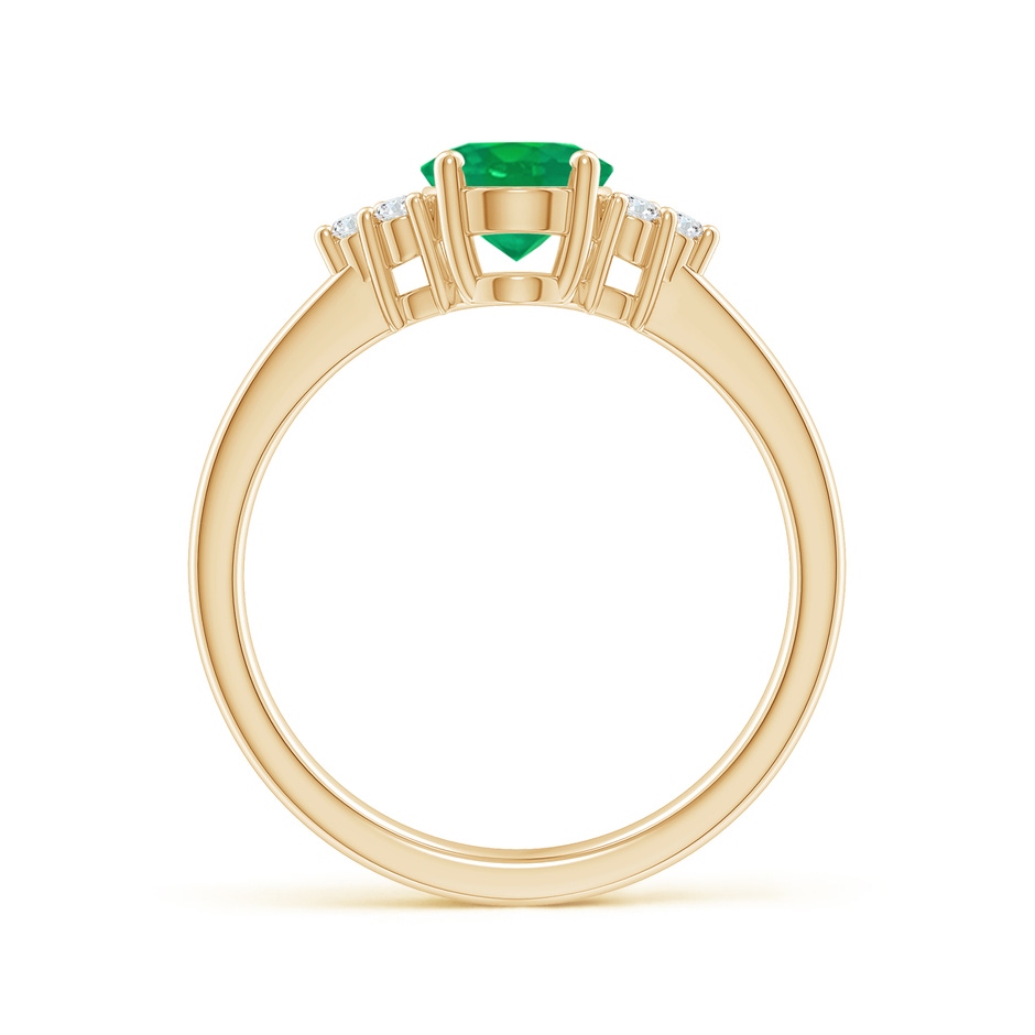 8x6mm AA Solitaire Oval Emerald Ring with Trio Diamond Accents in Yellow Gold side 199