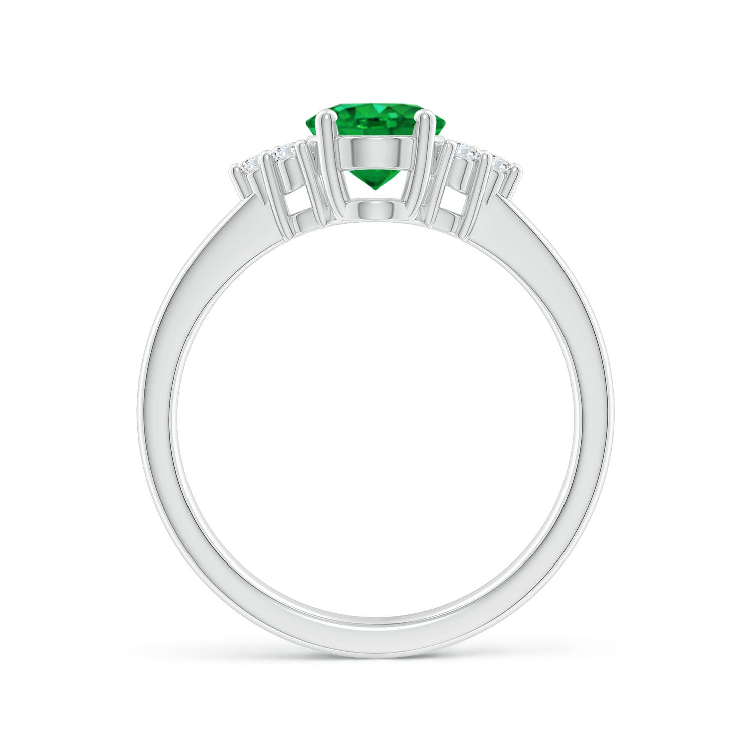8x6mm AAA Solitaire Oval Emerald Ring with Trio Diamond Accents in P950 Platinum