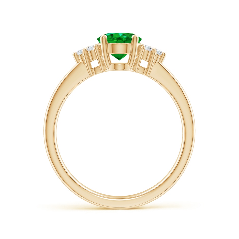 8x6mm AAAA Solitaire Oval Emerald Ring with Trio Diamond Accents in Yellow Gold side 199