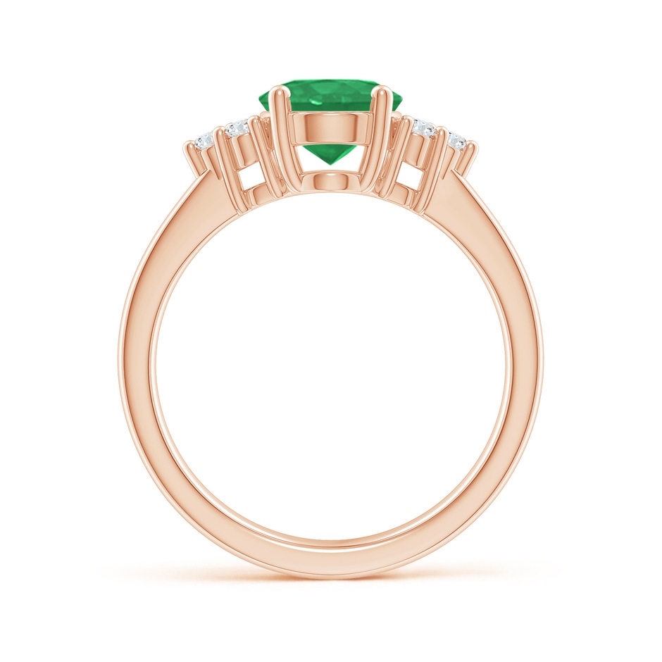9x7mm A Solitaire Oval Emerald Ring with Trio Diamond Accents in Rose Gold side 199