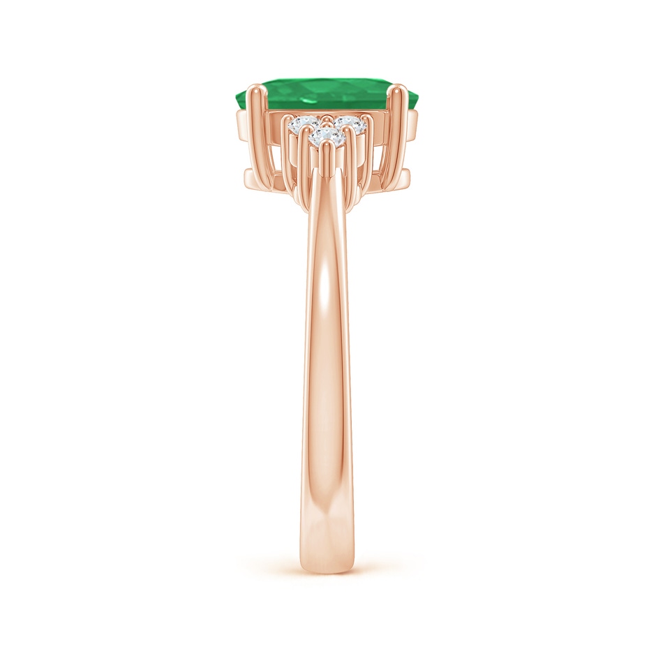 9x7mm A Solitaire Oval Emerald Ring with Trio Diamond Accents in Rose Gold side 299
