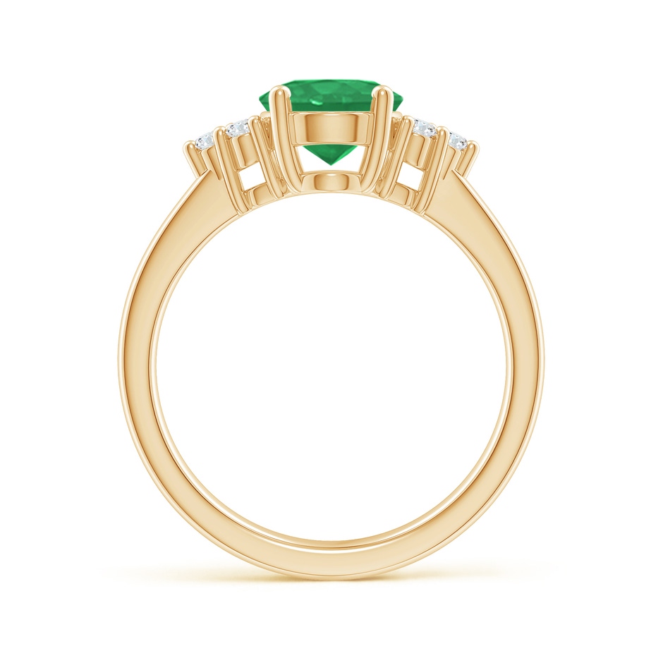 9x7mm A Solitaire Oval Emerald Ring with Trio Diamond Accents in Yellow Gold side 199