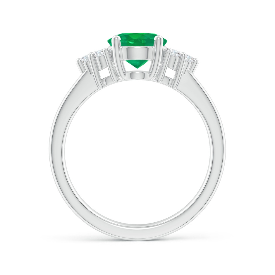 9x7mm AA Solitaire Oval Emerald Ring with Trio Diamond Accents in White Gold side 199