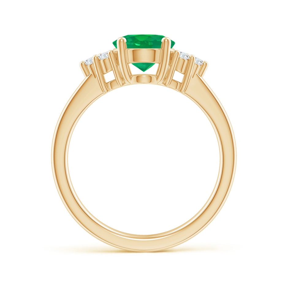 9x7mm AA Solitaire Oval Emerald Ring with Trio Diamond Accents in Yellow Gold side 199