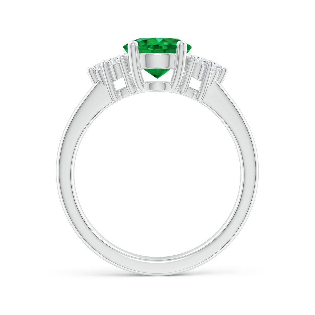 9x7mm AAA Solitaire Oval Emerald Ring with Trio Diamond Accents in P950 Platinum Side 199