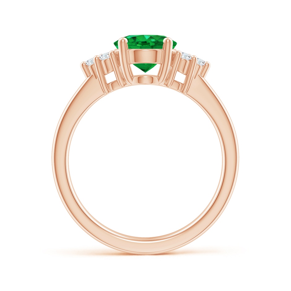 9x7mm AAA Solitaire Oval Emerald Ring with Trio Diamond Accents in Rose Gold side 199