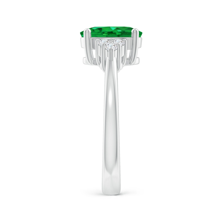 9x7mm AAA Solitaire Oval Emerald Ring with Trio Diamond Accents in White Gold side 299