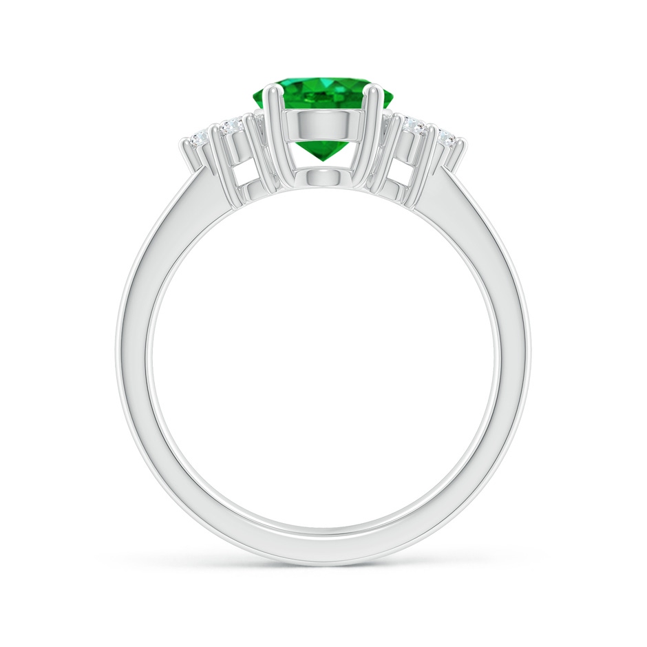 9x7mm AAAA Solitaire Oval Emerald Ring with Trio Diamond Accents in P950 Platinum side 199
