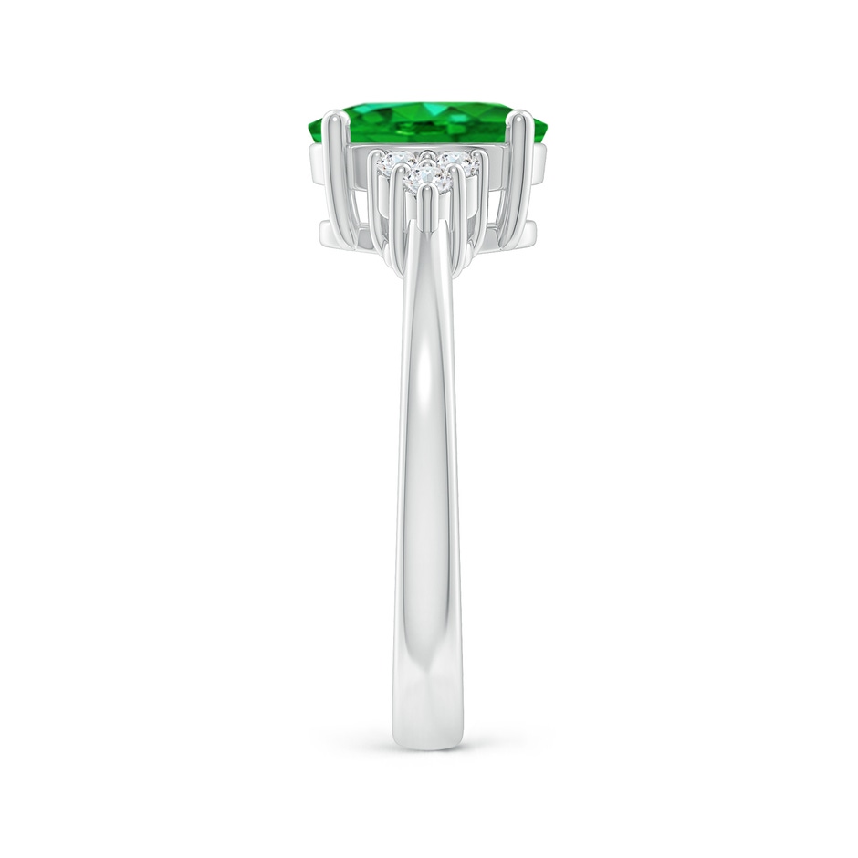 9x7mm AAAA Solitaire Oval Emerald Ring with Trio Diamond Accents in P950 Platinum side 299