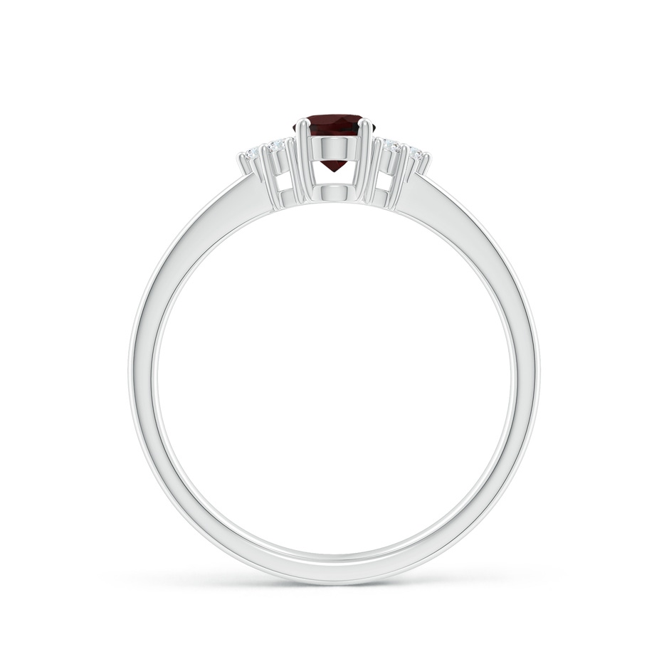 6x4mm A Solitaire Oval Garnet Ring with Trio Diamond Accents in P950 Platinum side 1