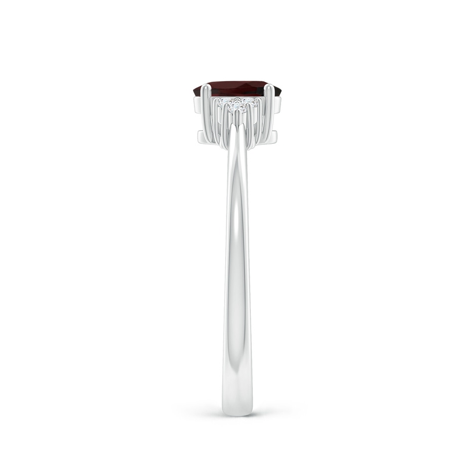 6x4mm A Solitaire Oval Garnet Ring with Trio Diamond Accents in P950 Platinum side 2