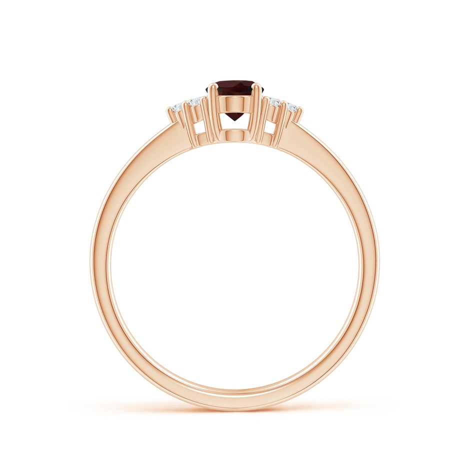 6x4mm A Solitaire Oval Garnet Ring with Trio Diamond Accents in Rose Gold side 1