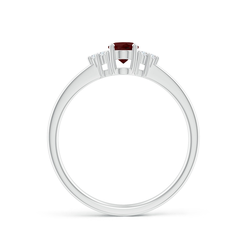 6x4mm AAA Solitaire Oval Garnet Ring with Trio Diamond Accents in P950 Platinum side 1