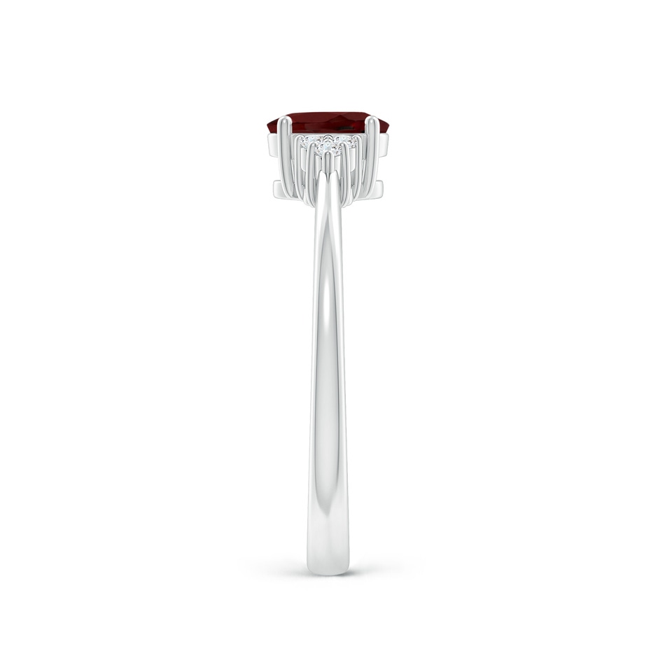 6x4mm AAA Solitaire Oval Garnet Ring with Trio Diamond Accents in P950 Platinum side 2