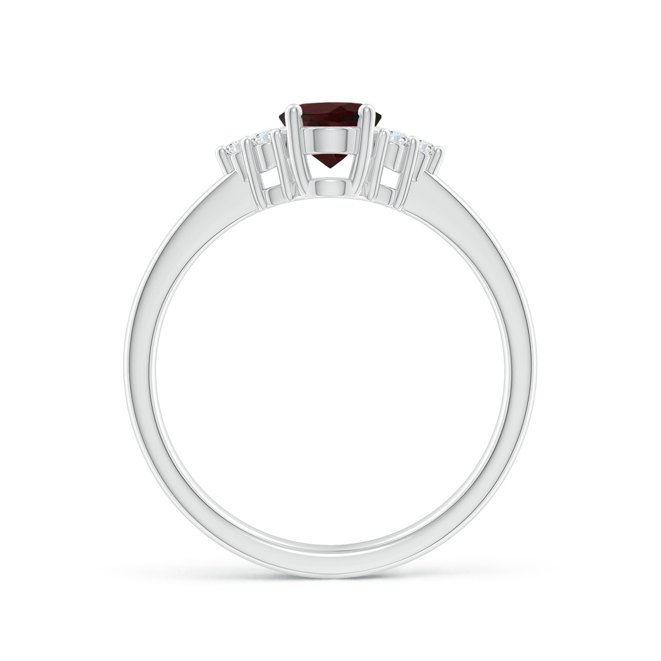 7x5mm A Solitaire Oval Garnet Ring with Trio Diamond Accents in P950 Platinum side 1