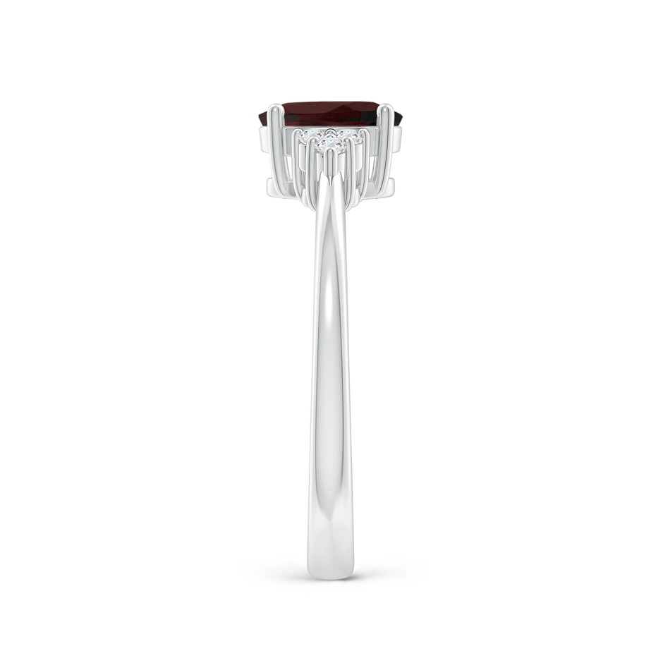 7x5mm A Solitaire Oval Garnet Ring with Trio Diamond Accents in P950 Platinum side 2