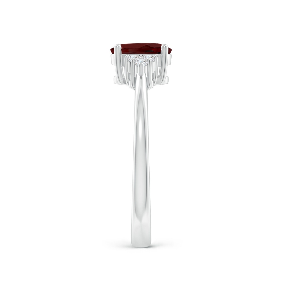 7x5mm AAA Solitaire Oval Garnet Ring with Trio Diamond Accents in P950 Platinum side 2