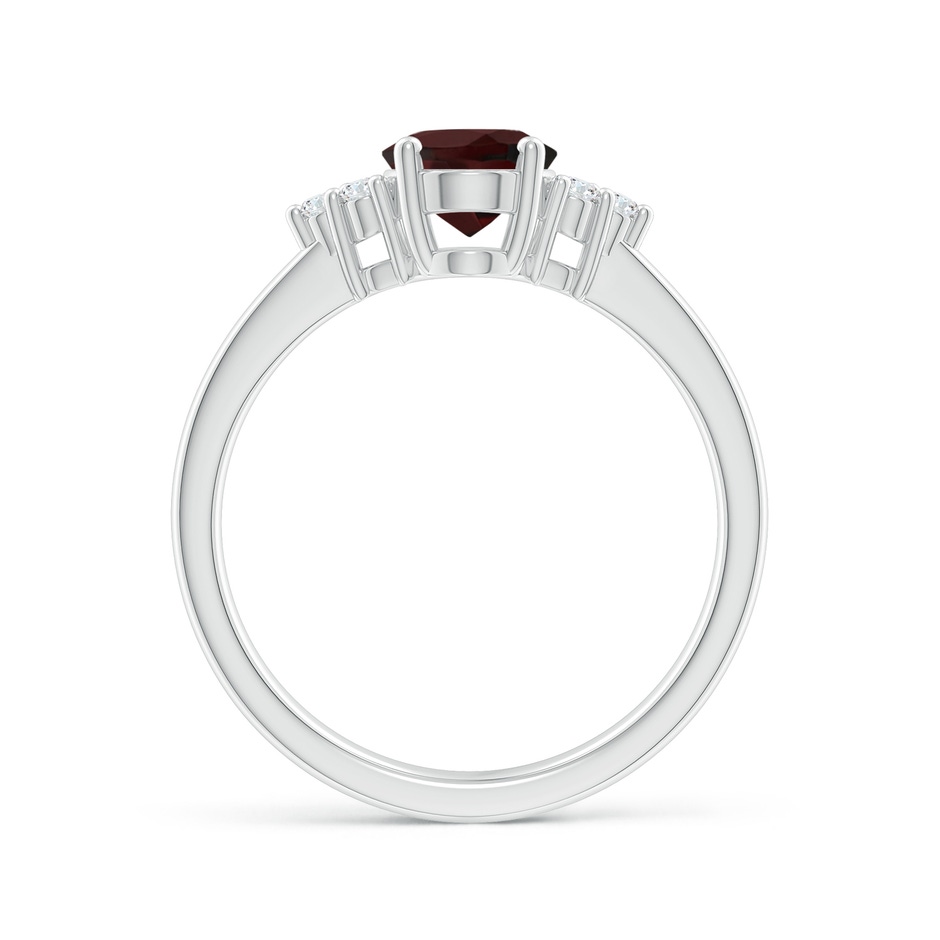 8x6mm A Solitaire Oval Garnet Ring with Trio Diamond Accents in P950 Platinum side 1