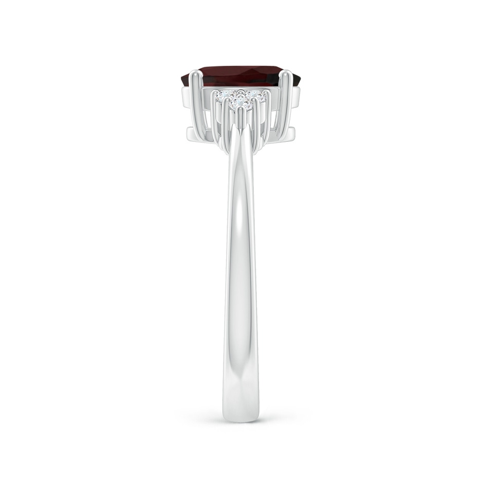 8x6mm A Solitaire Oval Garnet Ring with Trio Diamond Accents in P950 Platinum side 2