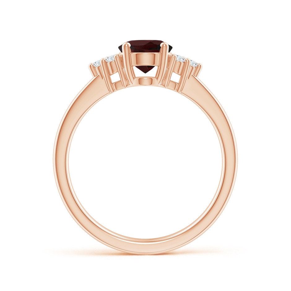 8x6mm A Solitaire Oval Garnet Ring with Trio Diamond Accents in Rose Gold side 1