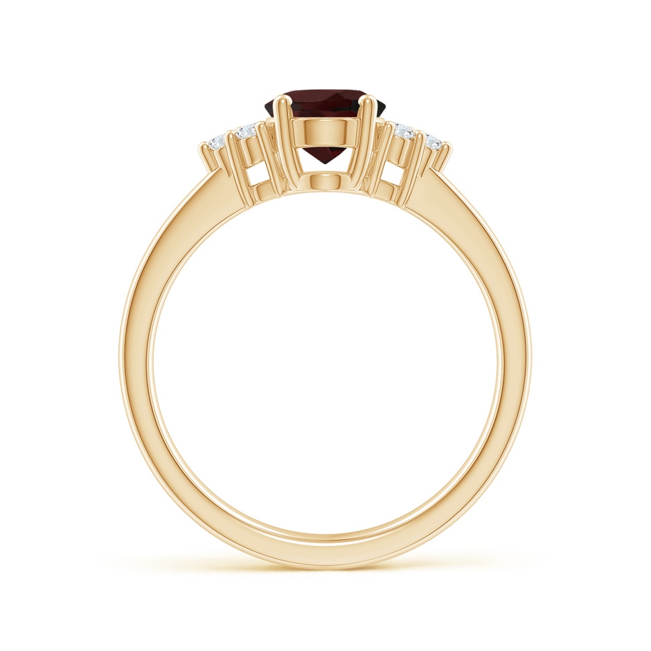 8x6mm A Solitaire Oval Garnet Ring with Trio Diamond Accents in Yellow Gold side 1