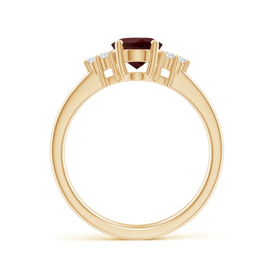 8x6mm AA Solitaire Oval Garnet Ring with Trio Diamond Accents in Yellow Gold side 1