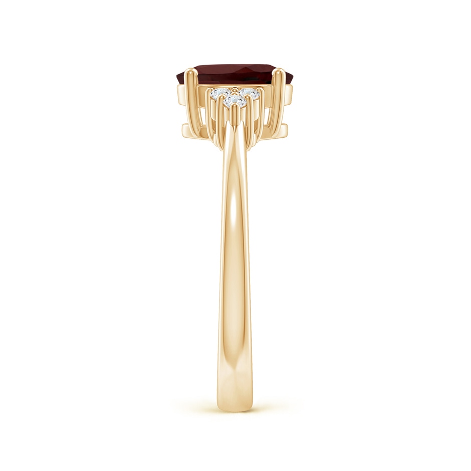 8x6mm AA Solitaire Oval Garnet Ring with Trio Diamond Accents in Yellow Gold side 2