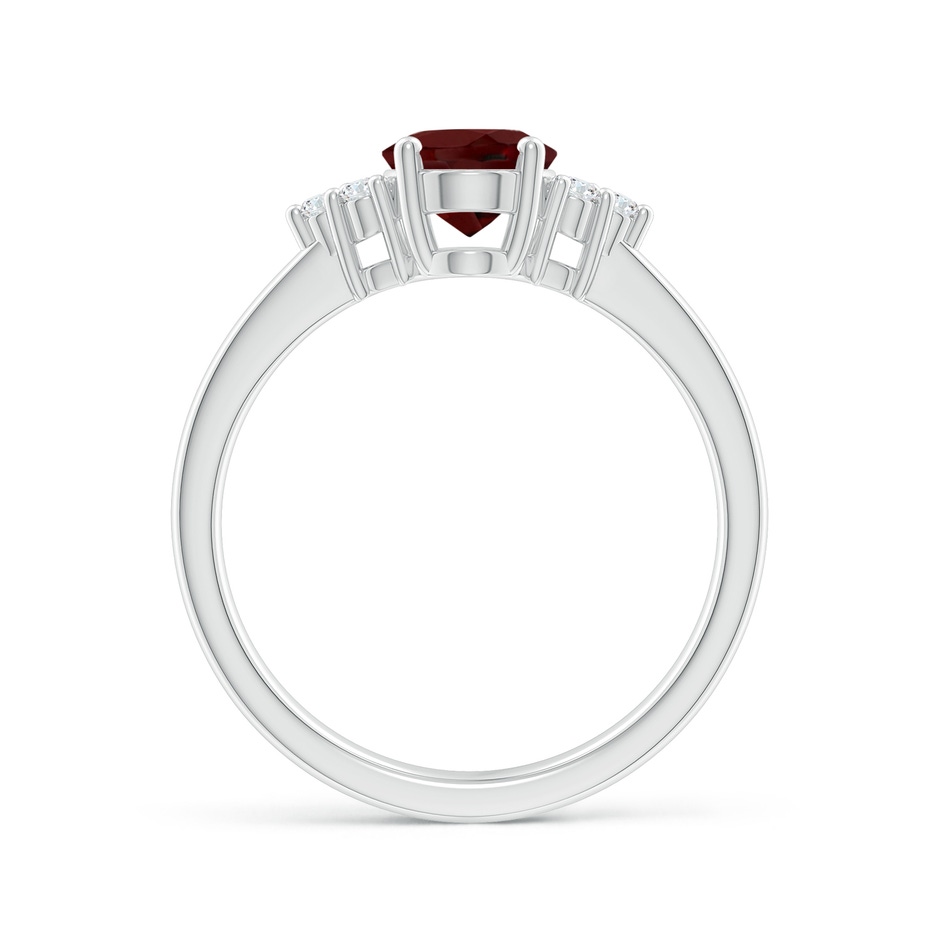 8x6mm AAA Solitaire Oval Garnet Ring with Trio Diamond Accents in P950 Platinum side 1