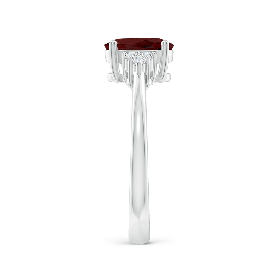 8x6mm AAA Solitaire Oval Garnet Ring with Trio Diamond Accents in P950 Platinum side 2