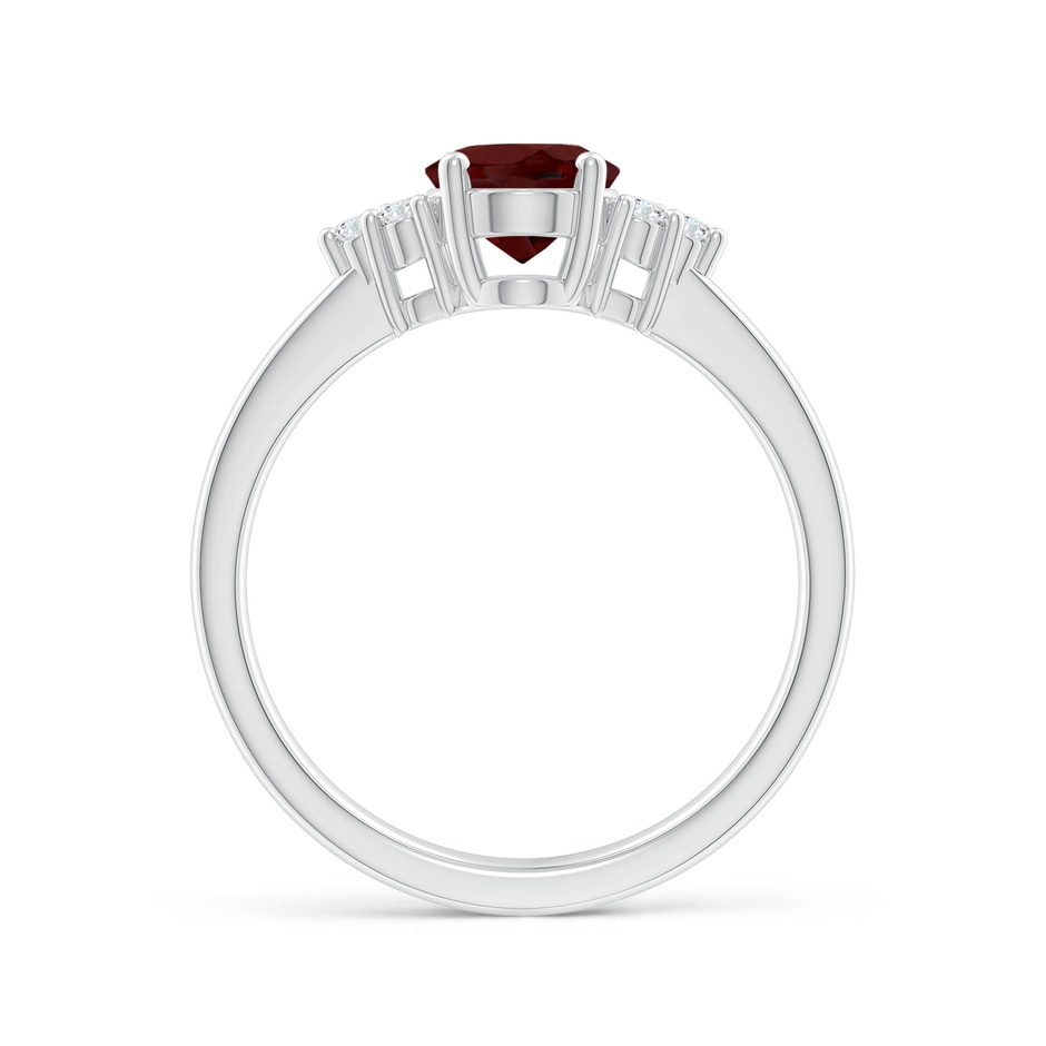 8x6mm AAA Solitaire Oval Garnet Ring with Trio Diamond Accents in White Gold side 1