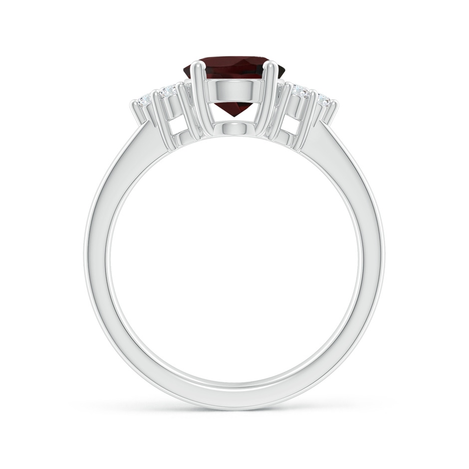 9x7mm A Solitaire Oval Garnet Ring with Trio Diamond Accents in White Gold side 1