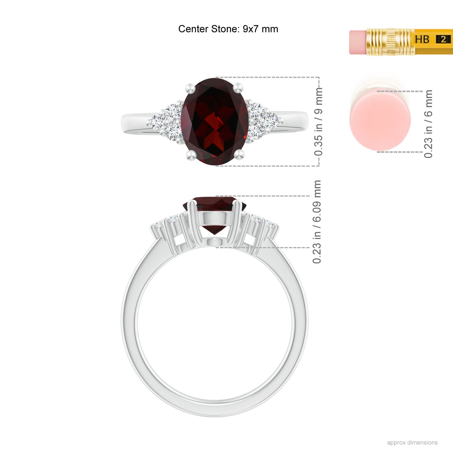 A - Garnet / 2.15 CT / 14 KT White Gold