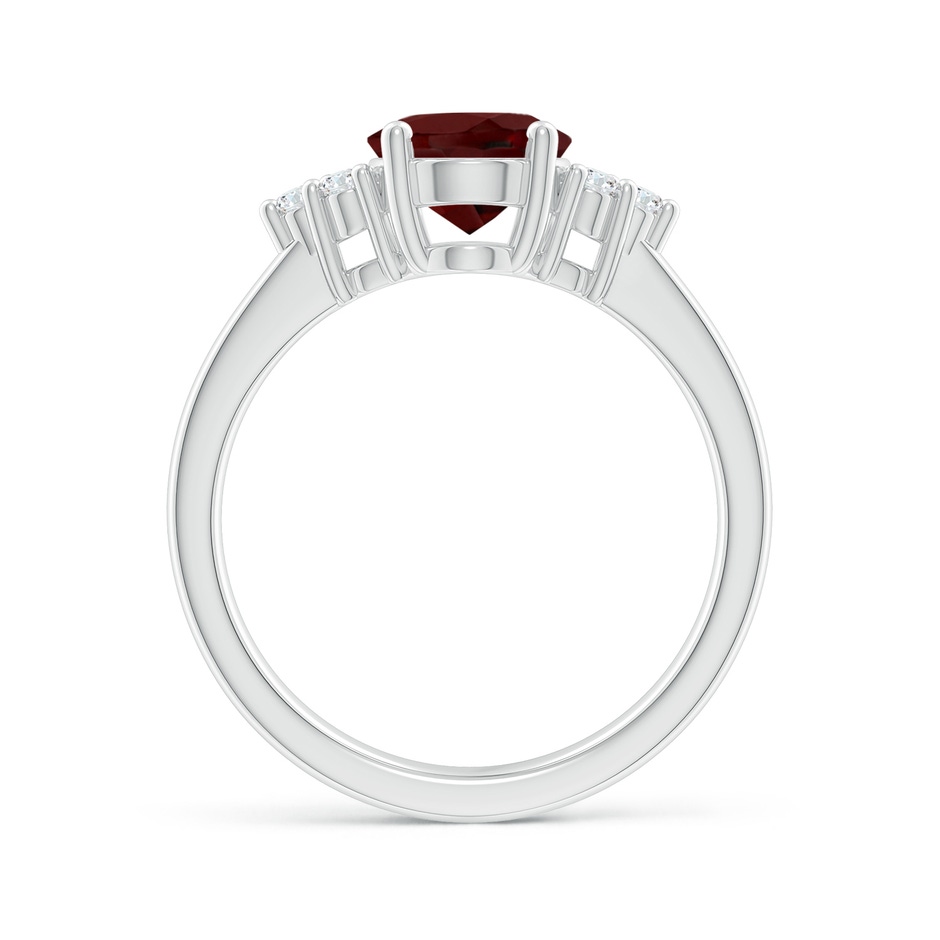 9x7mm AAA Solitaire Oval Garnet Ring with Trio Diamond Accents in P950 Platinum side 1