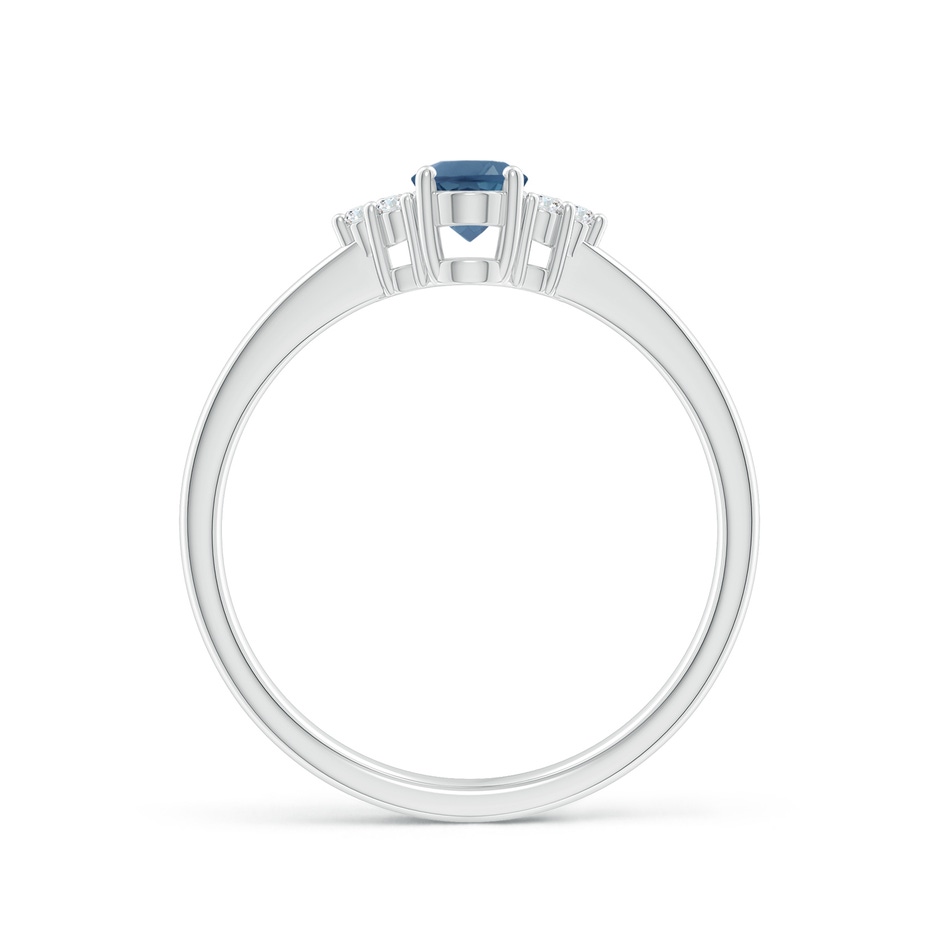 6x4mm A Solitaire Oval London Blue Topaz and Diamond Promise Ring in P950 Platinum side 1