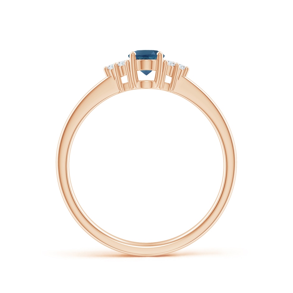 6x4mm AA Solitaire Oval London Blue Topaz and Diamond Promise Ring in Rose Gold side 1