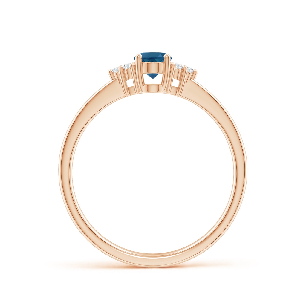 6x4mm AAA Solitaire Oval London Blue Topaz and Diamond Promise Ring in Rose Gold Side 1
