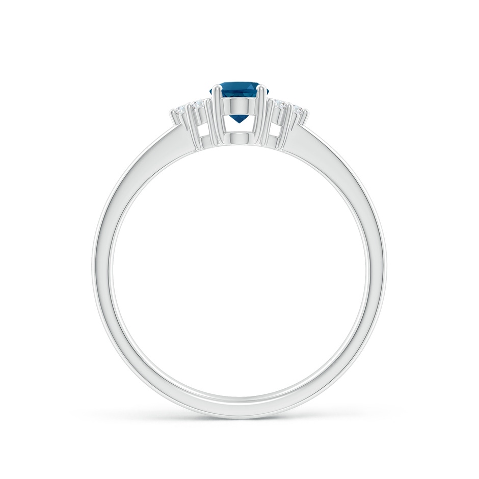 6x4mm AAAA Solitaire Oval London Blue Topaz and Diamond Promise Ring in P950 Platinum side 1
