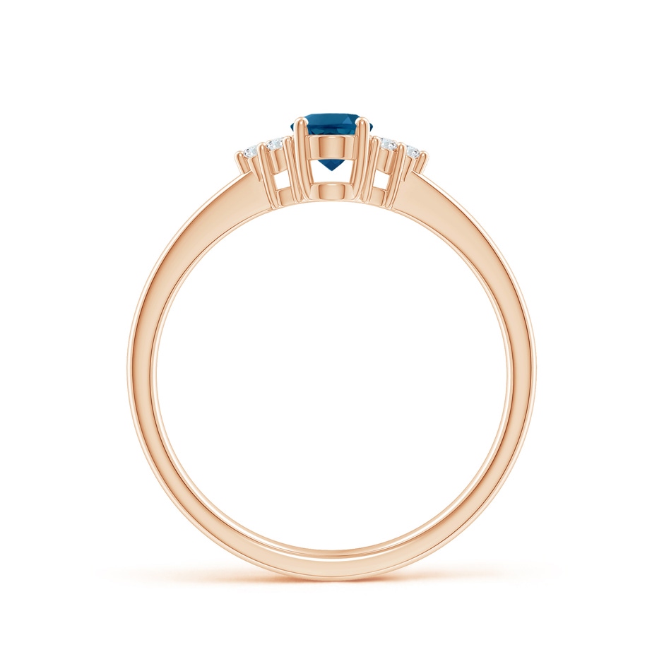 6x4mm AAAA Solitaire Oval London Blue Topaz and Diamond Promise Ring in Rose Gold side 1