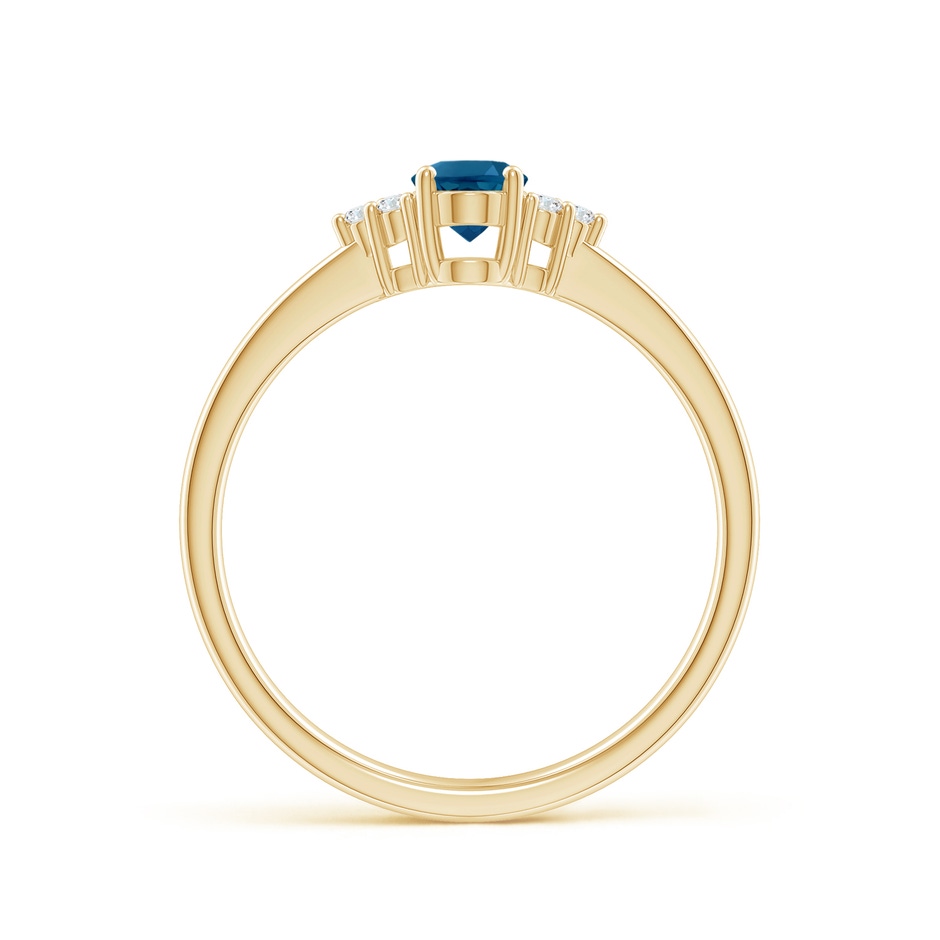 6x4mm AAAA Solitaire Oval London Blue Topaz and Diamond Promise Ring in Yellow Gold side 1