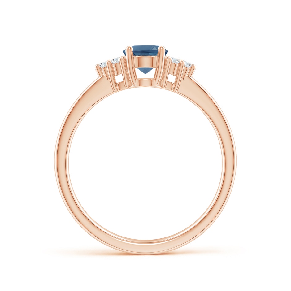 7x5mm A Solitaire Oval London Blue Topaz and Diamond Promise Ring in Rose Gold side 1