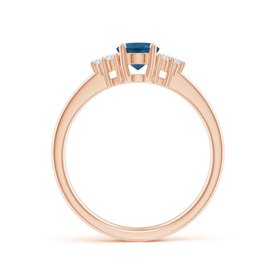 7x5mm AAA Solitaire Oval London Blue Topaz and Diamond Promise Ring in Rose Gold side 1