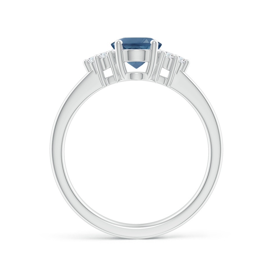 8x6mm A Solitaire Oval London Blue Topaz and Diamond Promise Ring in P950 Platinum side 1