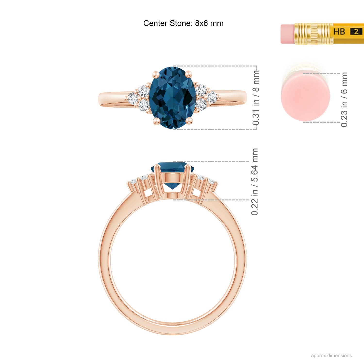 AAA - London Blue Topaz / 1.61 CT / 14 KT Rose Gold