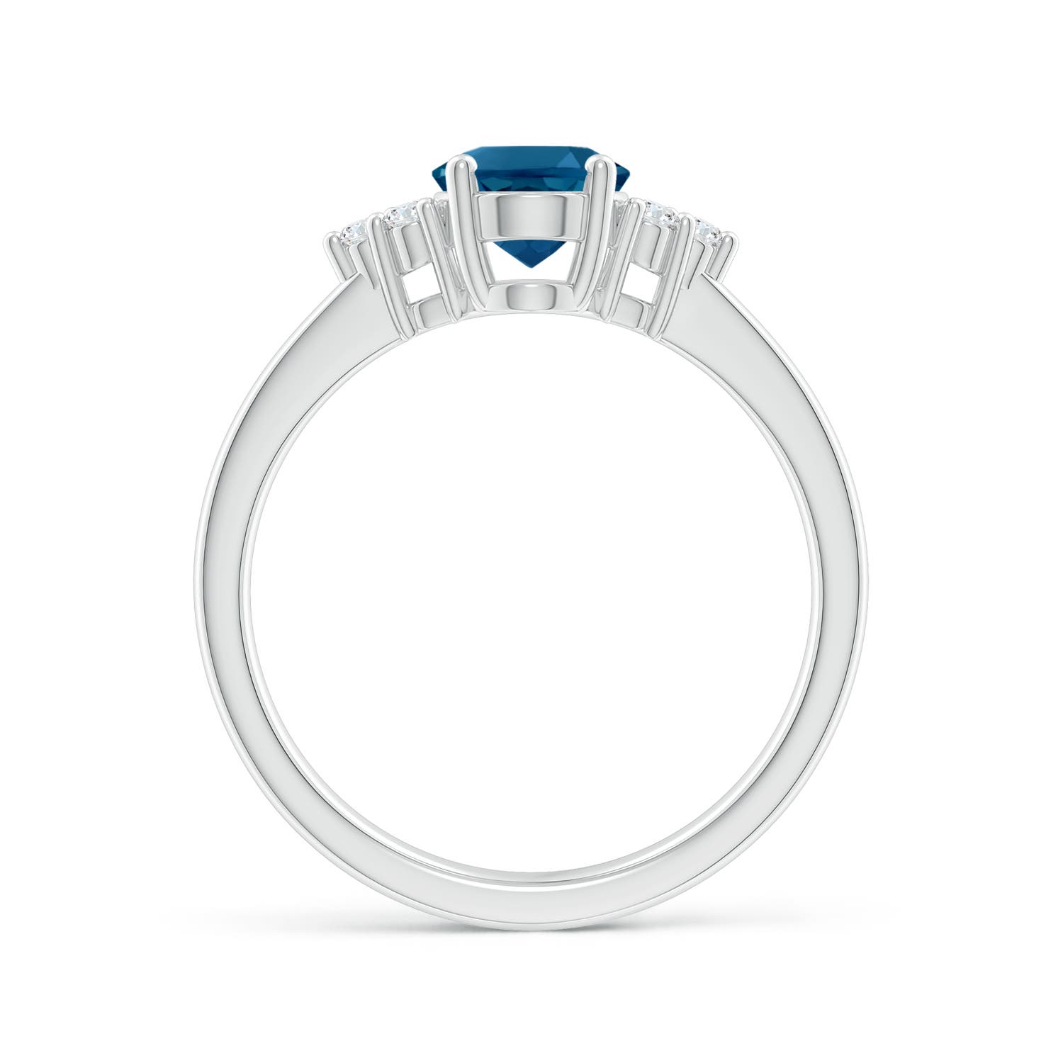 8x6mm AAAA Solitaire Oval London Blue Topaz and Diamond Promise Ring in P950 Platinum
