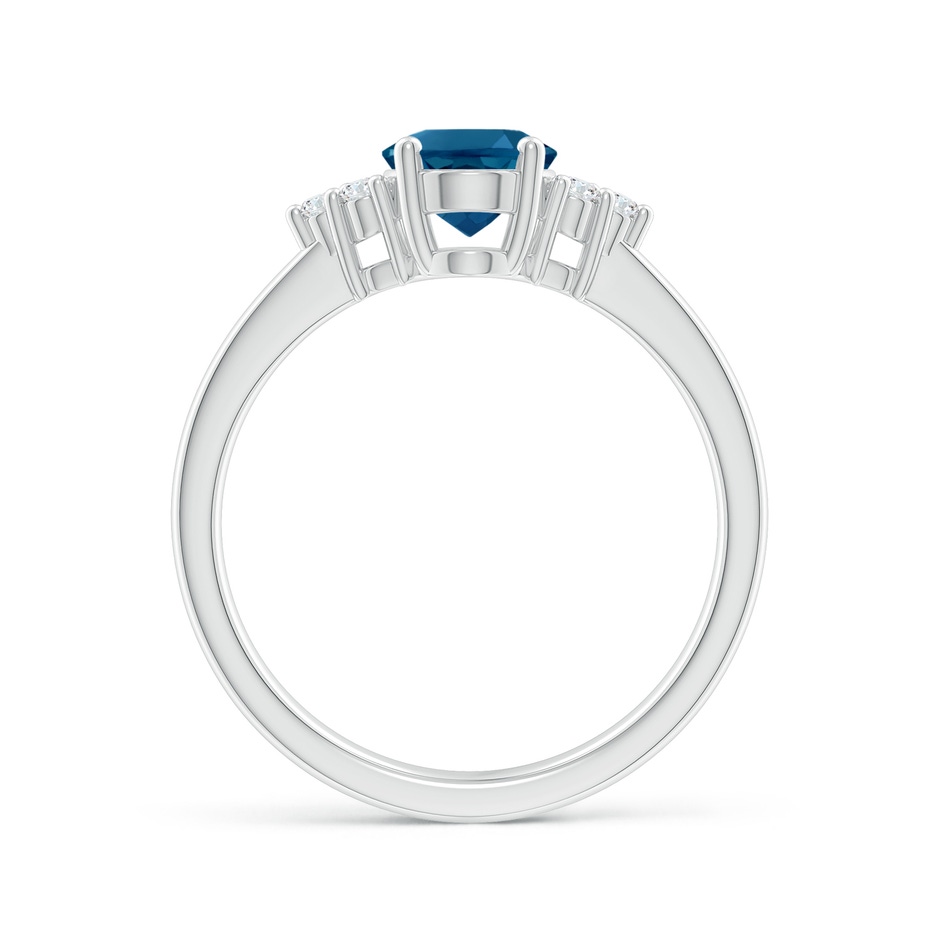 8x6mm AAAA Solitaire Oval London Blue Topaz and Diamond Promise Ring in P950 Platinum side 1