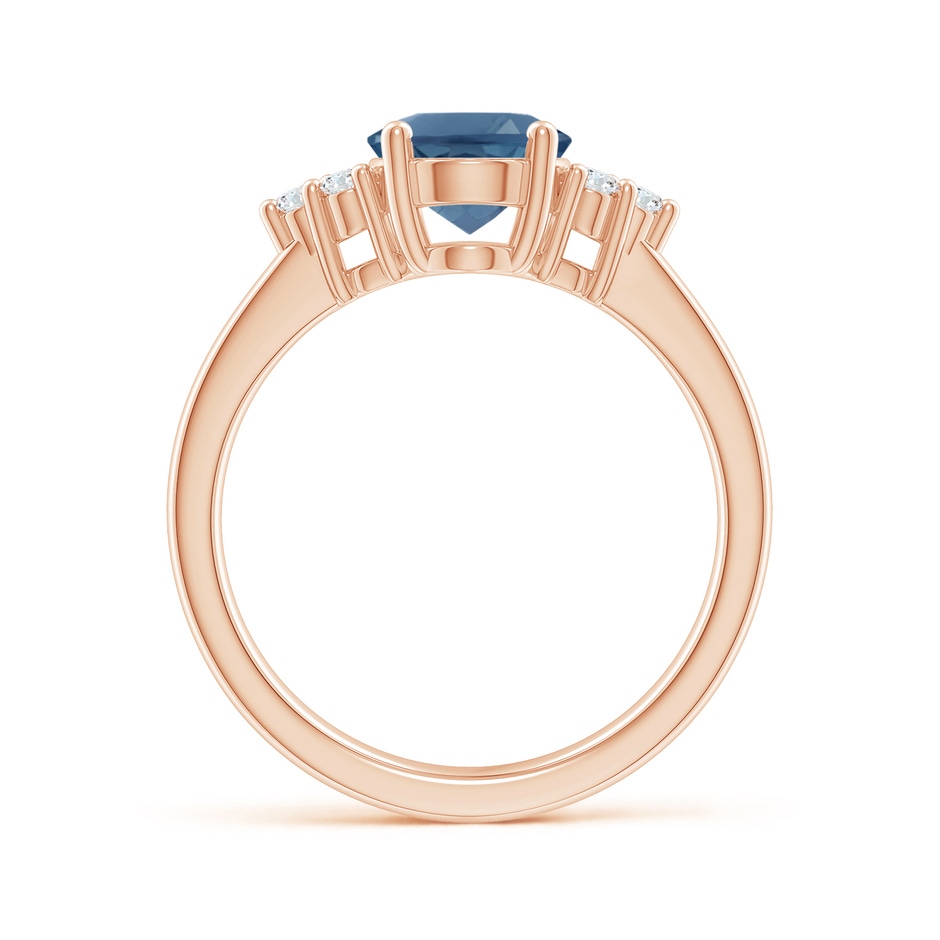 9x7mm A Solitaire Oval London Blue Topaz and Diamond Promise Ring in Rose Gold side 1
